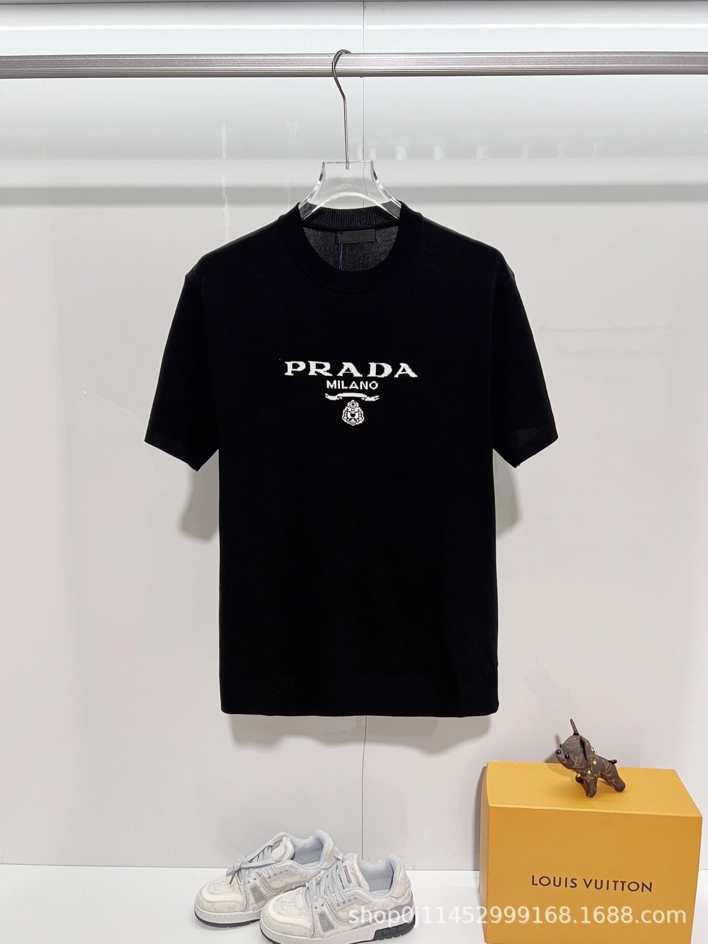Prada Logo Knit T-Shirt White - 5