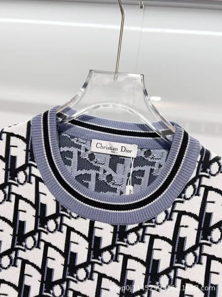 Dior Oblique Print Knit T-Shirt White / Black - 11