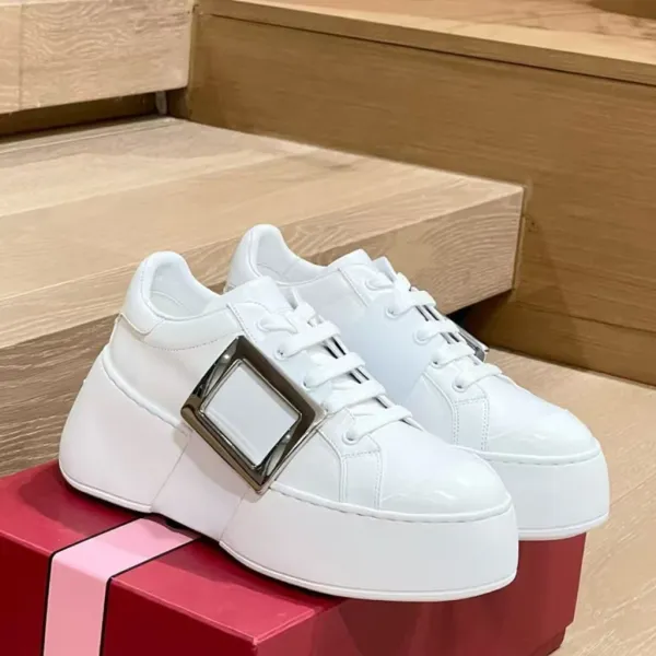Roger Vivier Rockstud Spike White Platform Sneakers Chunky Sneakers - 1