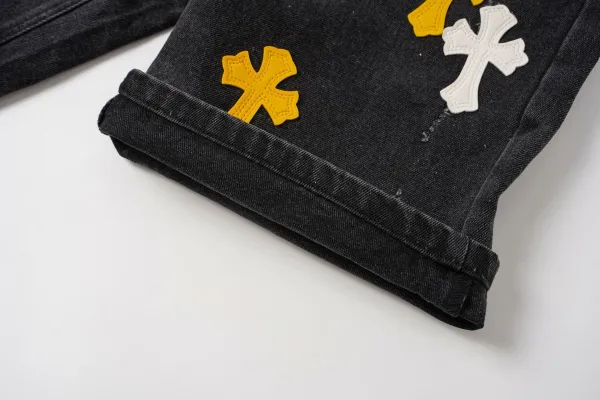 Chrome Hearts Cross Logo Denim Shorts Black - 35