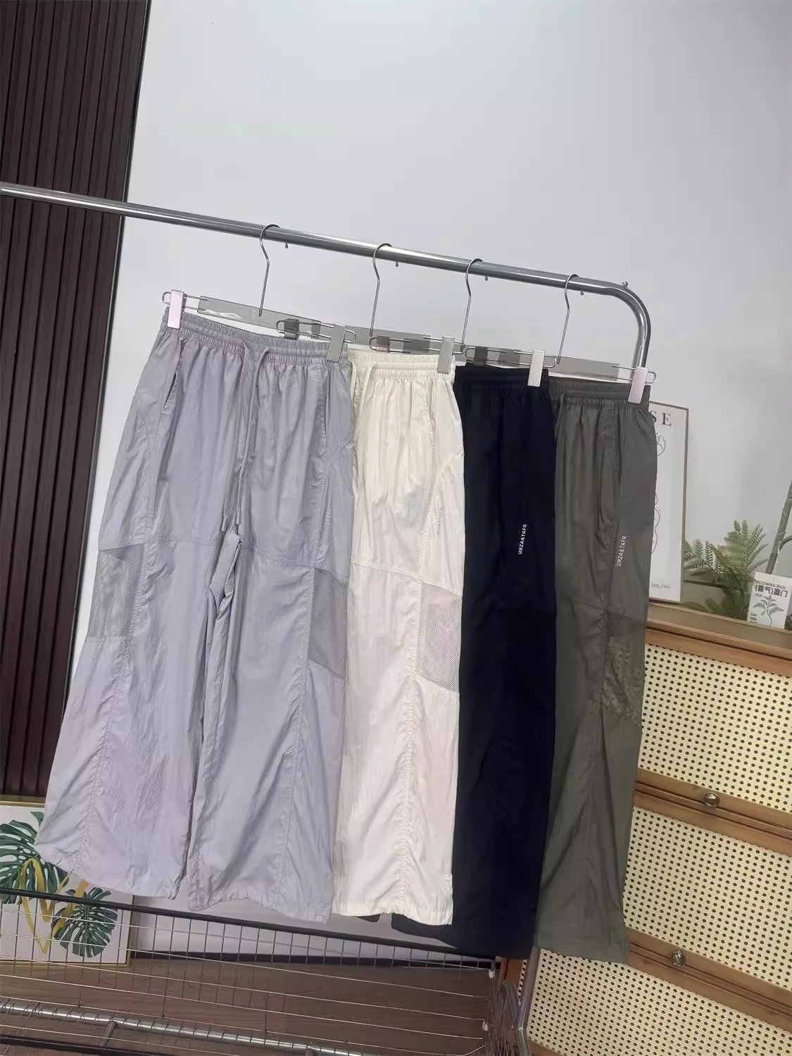 Design Utility Mesh-Panel Wide-Leg Pants Gray - 3