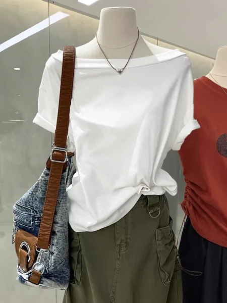 Design Off-Shoulder Draped Top Gray with Olive Cargo Pants - 11