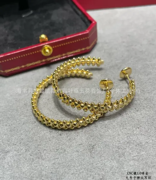 Design CNC-Plated 1.0mm Gold Spike Hoop Earrings Jewelry - 1