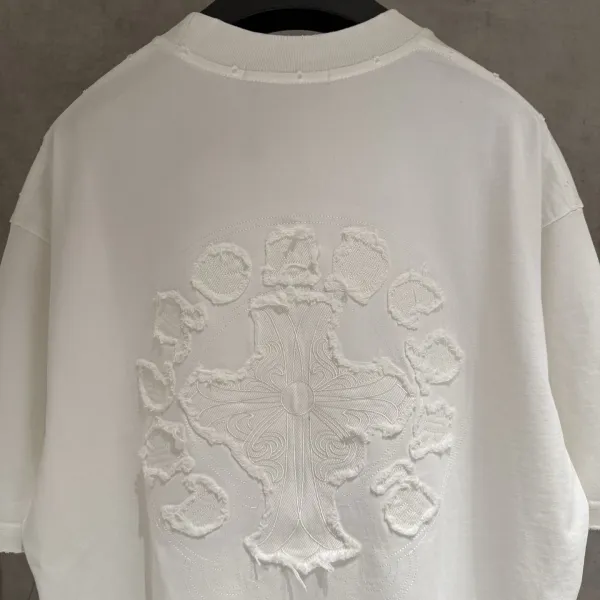 Chrome Hearts Cross Embroidered Distressed Black T-Shirt - 7