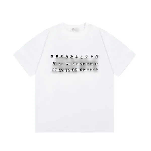 Design Numeric Glitch Print White T-Shirt - 1