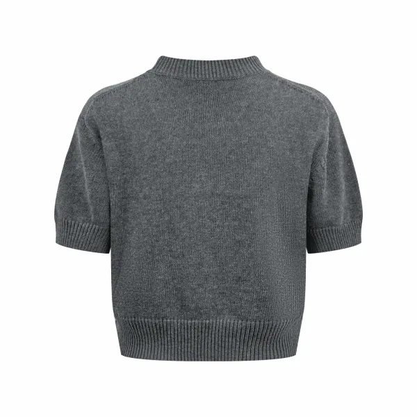 Prada PAD Milano Knit Short-Sleeve Sweater Gray - 4