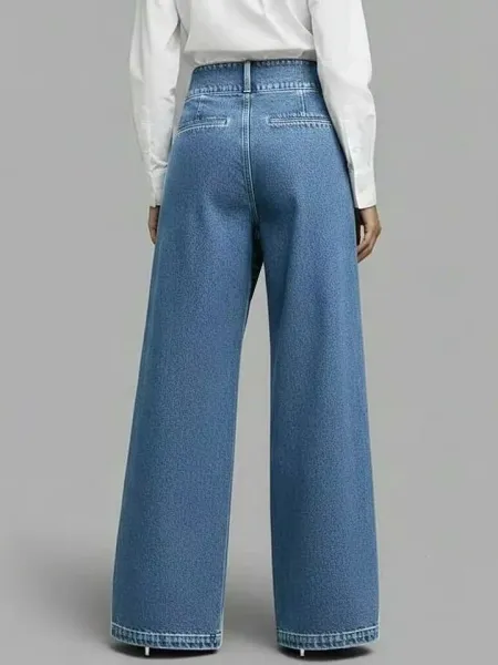 Design Wrap-Front Wide-Leg Denim Jeans Blue - 6