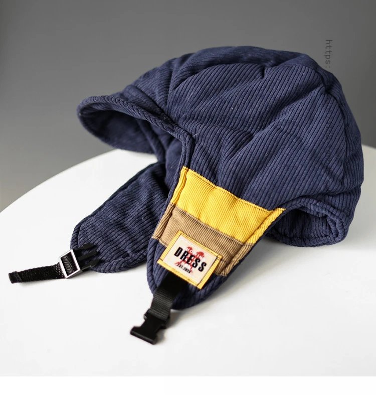 Diesel Trapper Hat Brown Corduroy with Yellow Black Trim - 11