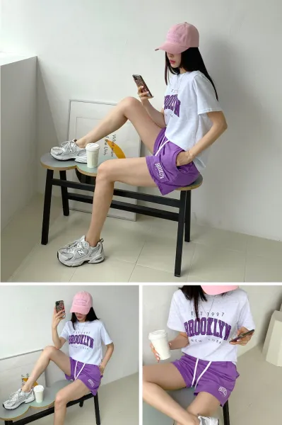 Design Brooklyn EST 1997 Arch Logo T-Shirt and Shorts Set Orange Sets - 12