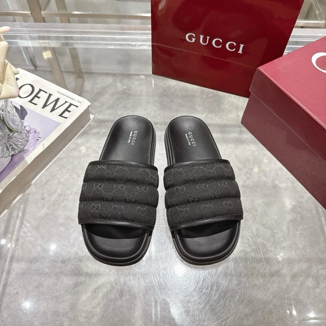 Gucci GG Marmont Slide Sandals Beige Brown Slippers - 4