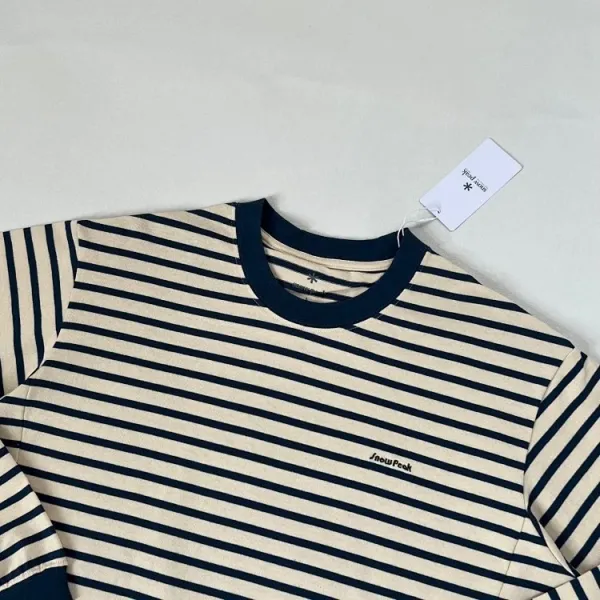 Arc'teryx Snow Peak Base Layer T-Shirt Gray and Striped Beige / Blue T-Shirts - 16