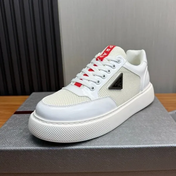 Prada Re-Nylon Sneakers White Red Mesh Sneakers - 1