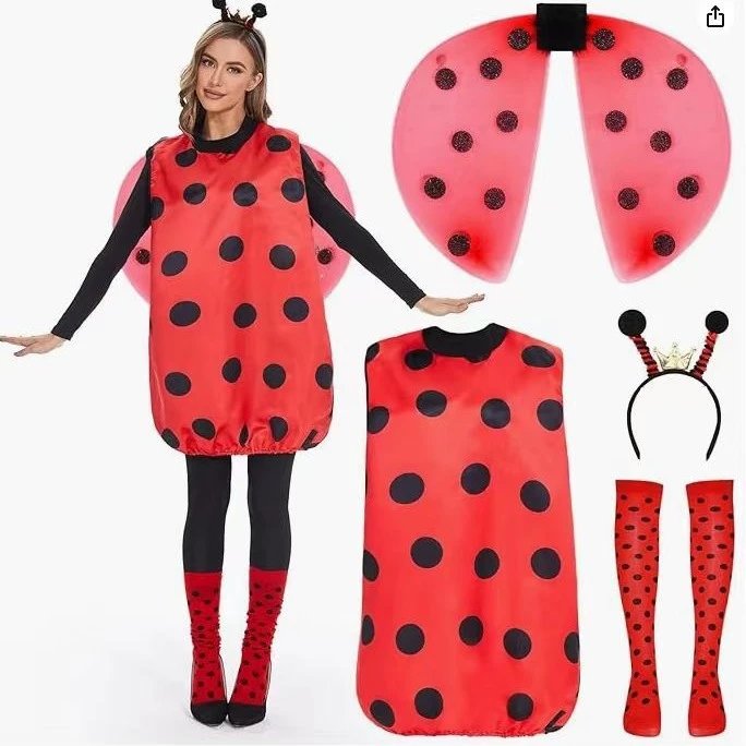 Design Bee Costume Set Yellow and Black Dress with Wings, Antennae Headband, and Striped Leg Warmers Dress - 10