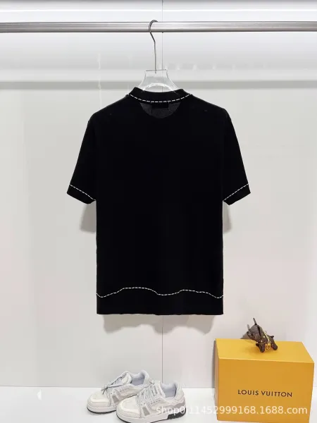 Fendi Knit T-Shirt White with Contrast Stitching - 8