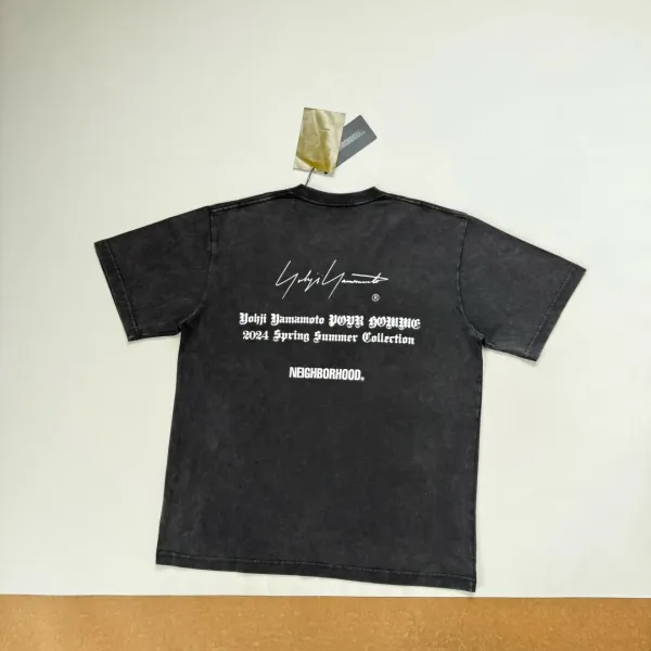 Yohji Yamamoto x Neighborhood Collaboration Graphic Tee Charcoal Gray T-Shirt - 18