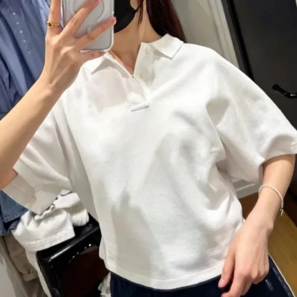 Design White Oversized Polo Shirt Tops Polo - 1