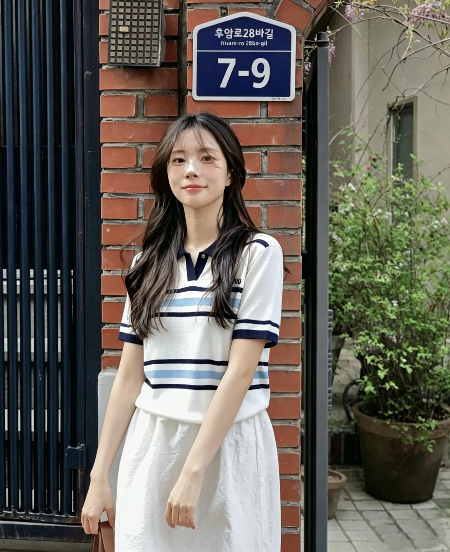 Miu Miu Striped Knit Polo Navy Blue Polo Shirt - 4