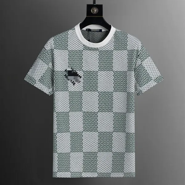 Design Checkerboard Pattern Graphic T-Shirt White / Green - 1