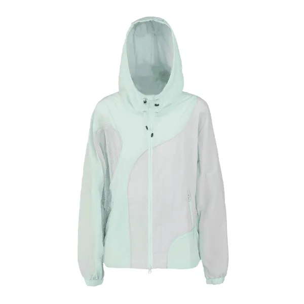 Design Windbreaker Jacket Purple and Gray Color-Block Hooded Outerwear - 4