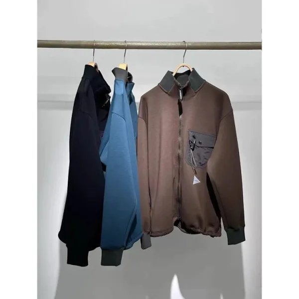 Design Half-Zip Fleece Pullover Brown with Contrast Pocket Tops - 5