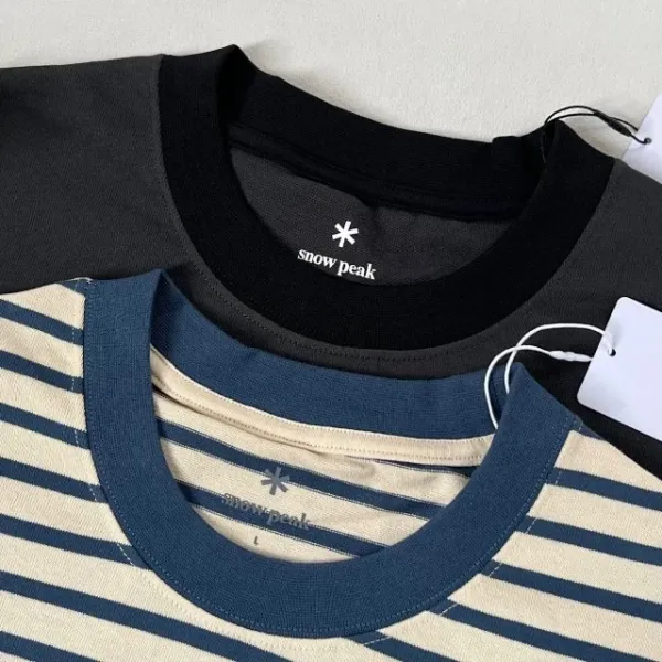 Arc'teryx Snow Peak Base Layer T-Shirt Gray and Striped Beige / Blue T-Shirts - 19