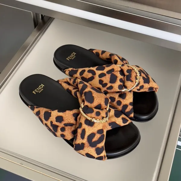 Fendi FF Logo Bow Slide Sandals Yellow and Beige Slippers - 2
