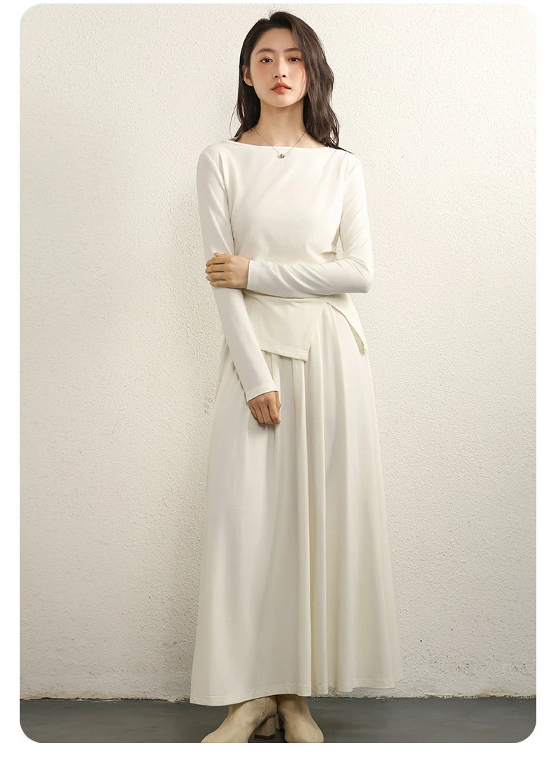 Design Wrap Skirt Set Long Sleeve Top and Flowing Skirt Set - 15