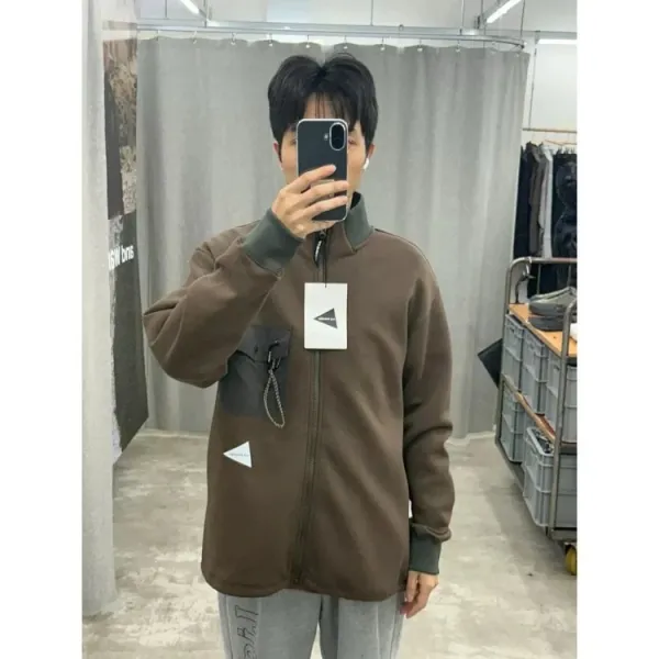Design Half-Zip Fleece Pullover Brown with Contrast Pocket Tops - 13