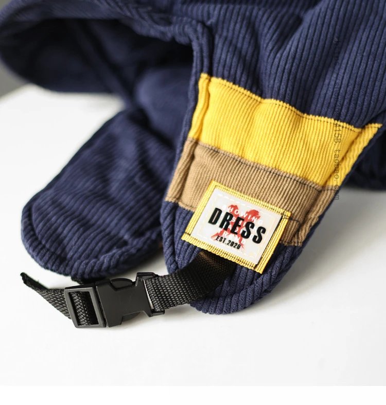 Diesel Trapper Hat Brown Corduroy with Yellow Black Trim - 14