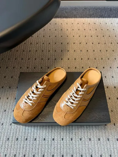 Design Mule Sneaker Green and Yellow Lace-Up Slip-On Sneakers - 6