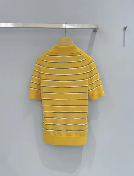 Design Striped Yellow Polo Shirt Tops Polo - 7