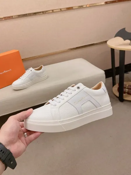 Design Santoni White Leather Sneakers - 1