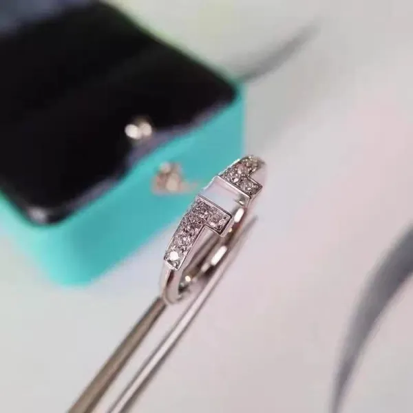 Tiffany & Co. T Square Diamond Ring Silver Jewelry - 1