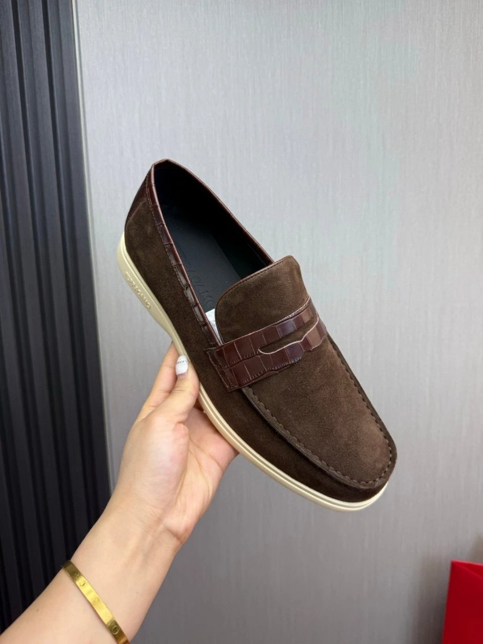 Hogan HXM281 White Suede Loafer - 11
