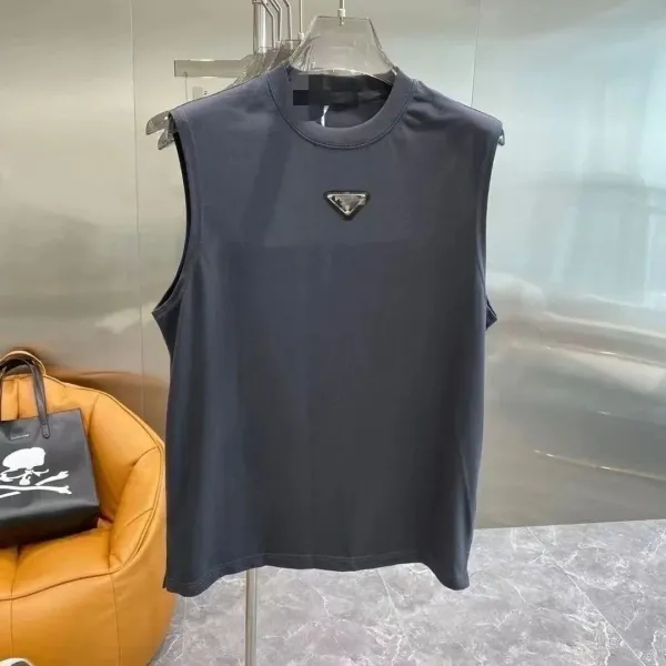 Prada Triangle Logo White Sleeveless Top Vest Top - 4