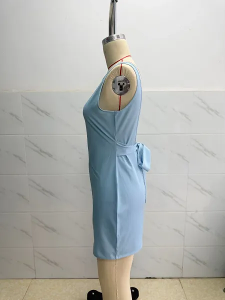 Design Sleeveless Square-Neck Ruched Mini Dress Mint Green - 9