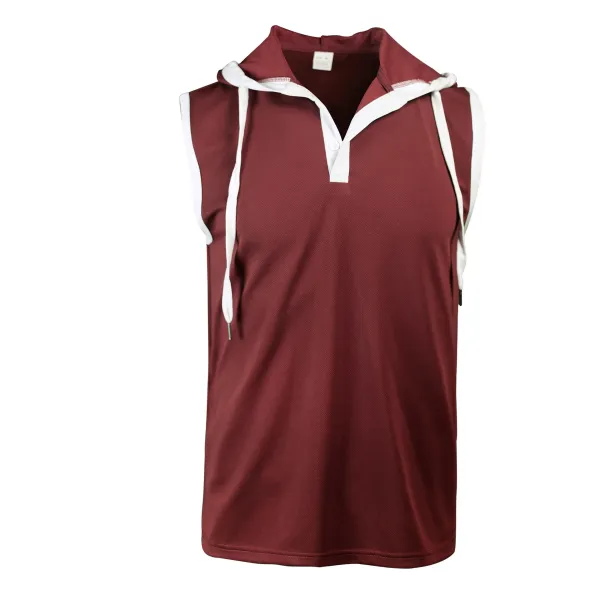 Design Sleeveless Hooded Waffle-Knit Vest Top White - 19