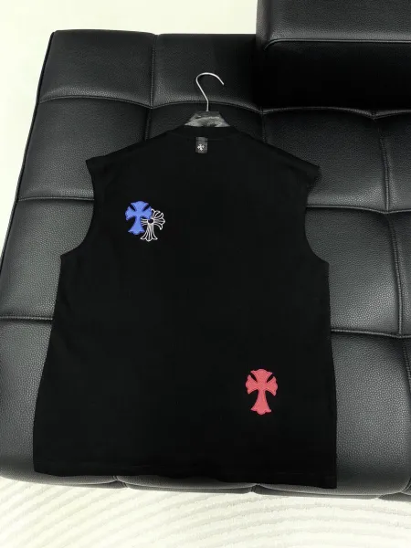 Chrome Hearts Cross Embroidered Sleeveless T-Shirt White Vest Top - 15