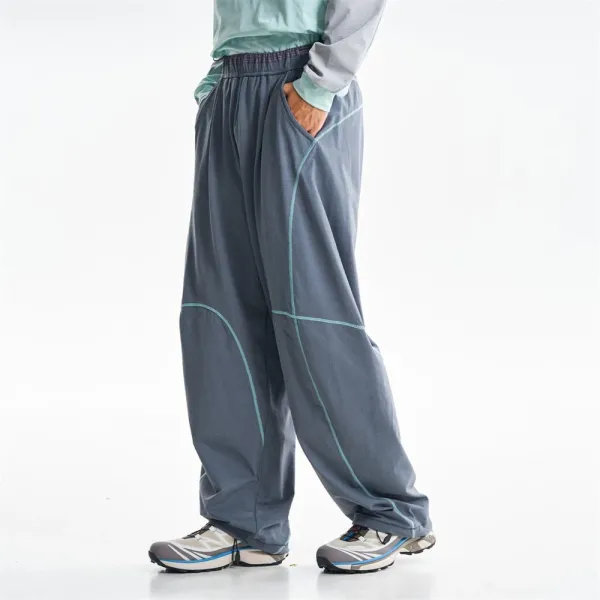 Design Baggy Cargo Pants Purple with Reflective Stitching - 7
