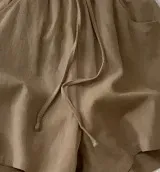 Design Drawstring Waist Shorts Beige - 1