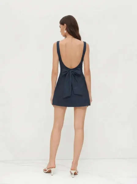 Design Sleeveless Square-Neck Ruched Mini Dress Mint Green - 26