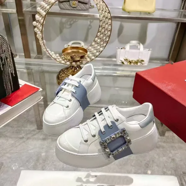 Hogan H222 Platform Sneakers White and Lilac Chunky Sneakers - 7