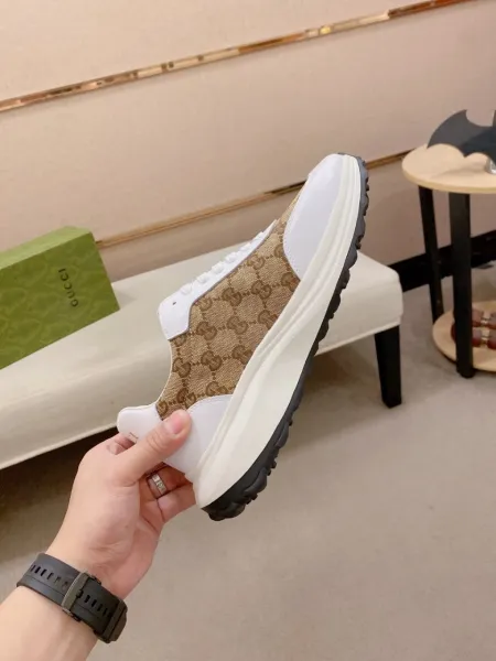 Gucci Rhyton GG Canvas Beige and White Chunky Sneakers - 3