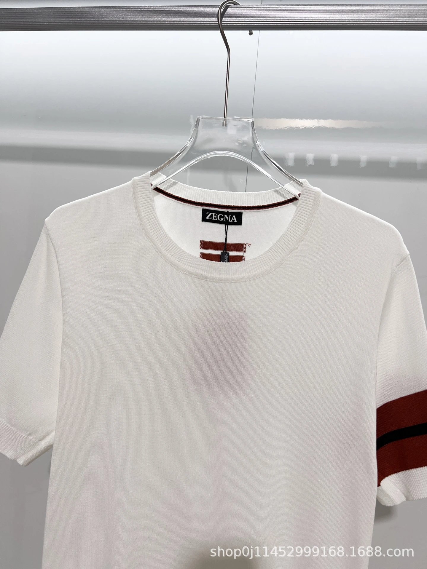 Zegna Striped Sleeve Knit T-Shirt White - 13