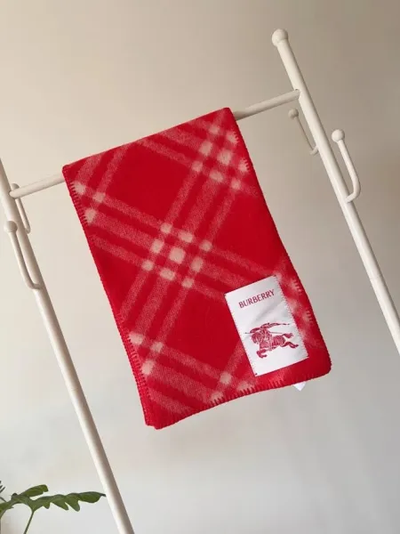 Burberry Classic Check Cashmere Scarf Red Scarves - 19