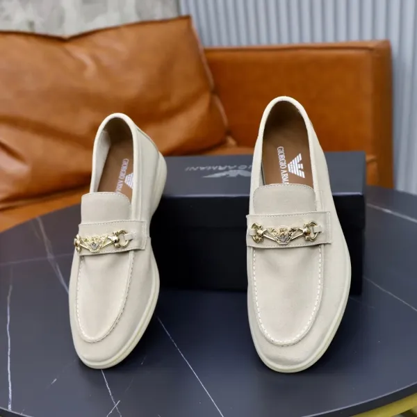 Giorgio Armani Loafer in Navy Suede with Eagle Buckle - 7