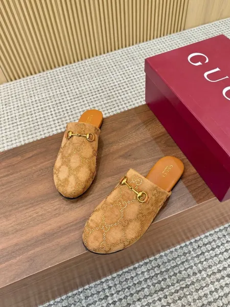 Gucci Princetown Horsebit Mule Beige Suede Slippers - 5