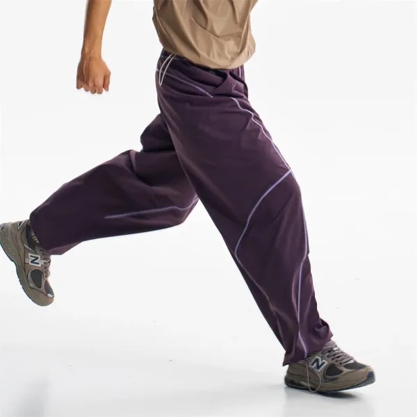 Design Baggy Cargo Pants Purple with Reflective Stitching - 26