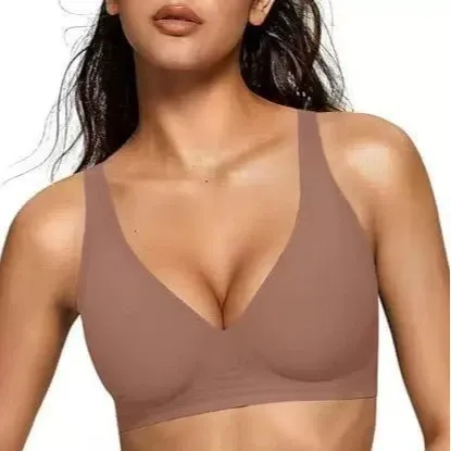 Design Seamless V-Neck Bralette Beige Underwear - 1