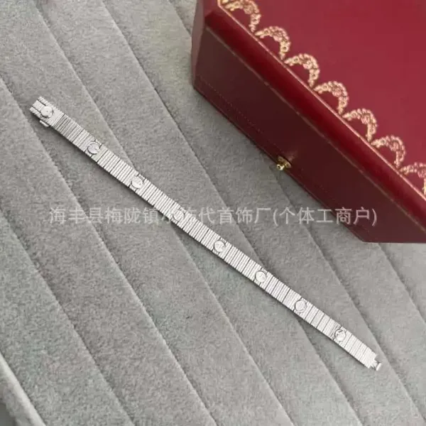 Cartier Love Bracelet Silver Diamond-Set Tennis Bracelet Jewelry - 5